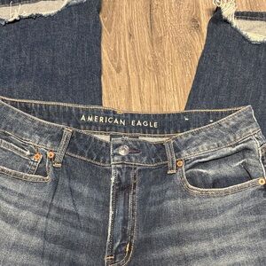 American Eagle Blue Denim Jeans low rise baggy wide leg